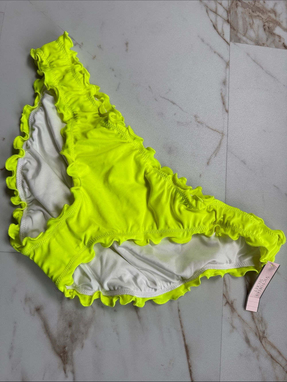 NWT Victorias Secret Ruffle Lettuce Edge Bright Bikini Bottoms Sz L Resortwear
